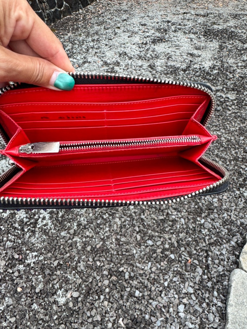 Christian Louboutin Studded Zip Around Wallet Multicolor Spikes Red Interior - Picture 9 of 13